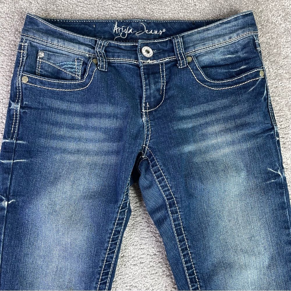 Ariya Jeans Women’s 3/4 Blue Skinny Low Rise Dark Denim Stretch Y2K - Picture 2 of 10